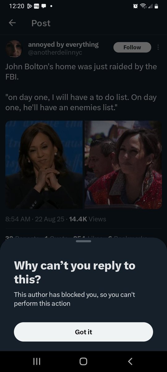 I must've hit a nerve!  LoL  @anotherdeiinyc blocked me after I posted "Seeking justice against political corruption isn't an "enemies list".  The lawfare against Trump by multiple Political Establishment and Deep State actors, and their dishonest, corrupt hold on governmental