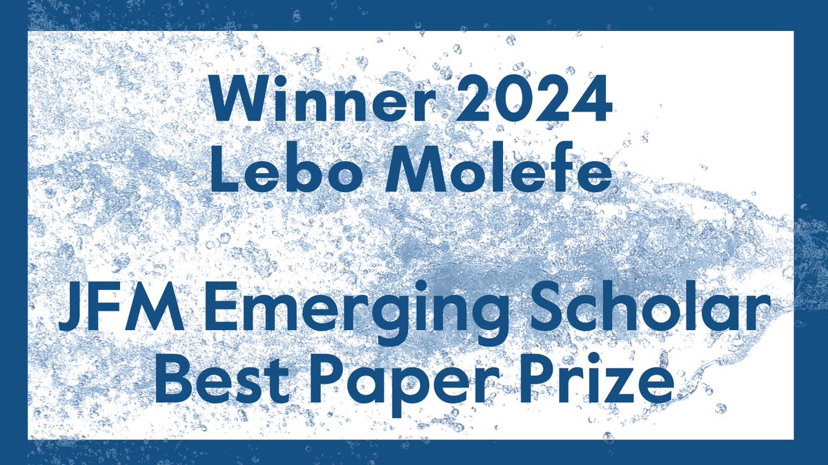 The latest #JFM Emerging Scholar has been chosen.
Congratulations to Lebo Molefe! 🎉  
Read the winning article 'Coating thickness prediction for a viscous film on a rough plate' cup.org/41ixmjc

Emerging Scholar Best Paper 2024: cup.org/4727onL