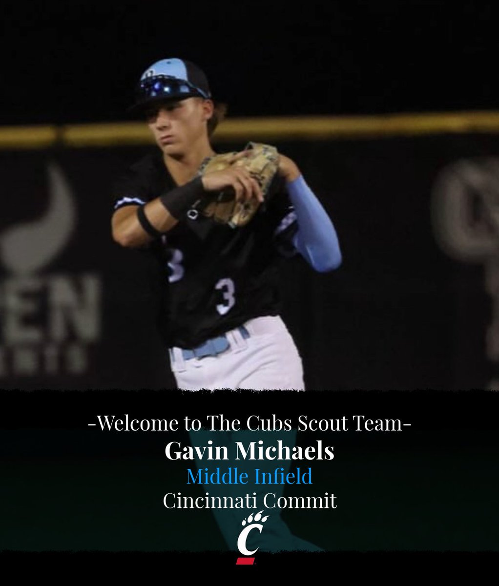 Welcome to the Cubs Scout Team <a href="/GavinMichaels10/">Gavin Michaels</a> ! Gavin is a <a href="/GoBearcatsBASE/">Cincinnati Baseball</a> commit. Gavin’s smooth, simple swing and plus speed give him great range on defense and make him a threat on the base paths. Excited to have him this fall!