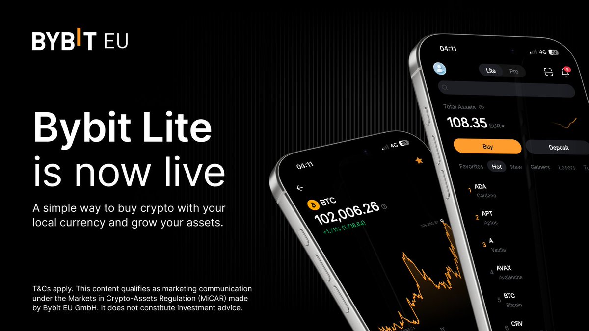 Bybit Lite is now live in Europe! Crypto trading just got simpler for  everyone in the EU. With one-click buy & sell, quick access to top coins,  and an intuitive design, Bybit
