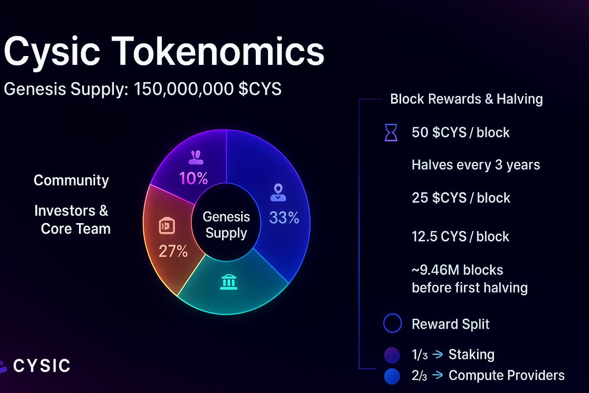 Rnbw_T's tweet photo. Cysic ($CYS + Cube NFT) Guide🔥🔥

↪️ Step 1: $CYS Token
- Total Supply : 1 billion $CYS.
- Circulating supply  ~9% (90M)
- Owners: NFT Holders (1.65%), Community (45%), Foundation (10%), Investors/Team (locked 1 year).
- Low selling pressure in Year 1.

↪️Step 2: NFT Compute Cubes
- Total: 29,000.
- Tiers:
- Tier 1: $69 → 350 $CYS.
- Tier 2: $99 → 450 $CYS.
- Tier 3: $139 → 600 $CYS.
- Tier 4: $189 → 750 $CYS.
- Perks: AI/ZK job priority, rewards, voting, upgradable, tradable on OpenSea.
- Extras: Early AI access, mobile miner option.

↪️Step 3: How to Buy
- Sale: Aug 24, 3:00 PM UTC.
- First come, first served.
- Pay with ETH/BNB on BSC/Base.

↪️Step 4: Key Nodes
- Details coming September.
- For big supporters, better rewards.

↪️Step 5: Invest?
- Pros: Good returns (Tier 1–2 best), low pressure, cool tech.
- Risks: Uncertain demand, competition.
- Tip: Buy Tier 1–2, hold long-term, wait on Key Node.

🔰Quick Take
Grab a Cube (Tier 1–2 is a steal!) and watch for Key Node updates. Easy entry into a promising project!
@cysic_xyz $CYS