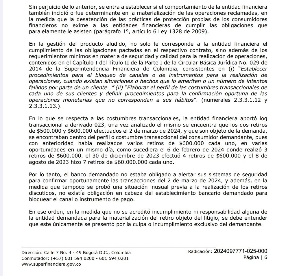 relatoriaCCA's tweet photo. Responsabilidad de una entidad bancaria frente a retiros de dinero/ Obligación de crear un perfil de costumbres transaccionales https://t.co/BClhK7bE4V