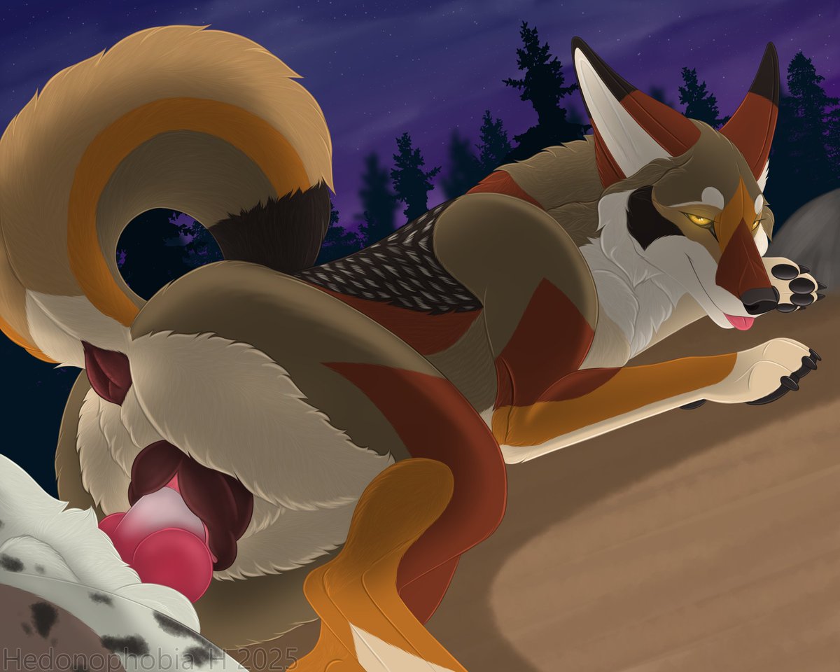 cattledoggo's tweet image. Putting a yote in it&apos;s place~ 

🖌️ Done by Hedonophobia_H  
🐺 Belongs to @PsychedelicYops