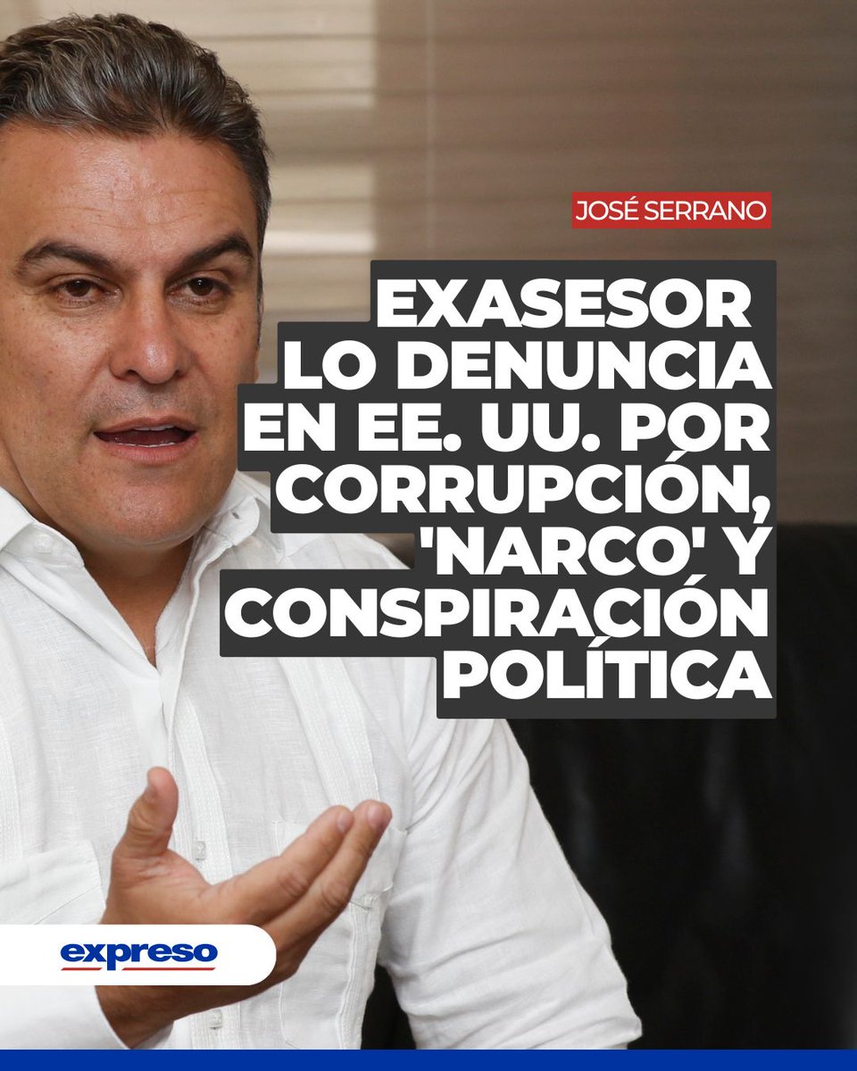 José Serrano enfrenta en EE.UU. denuncias de corrupción, narcotráfico y conspiración. Documentos entregados por Diego Vallejo -, militar, héroe del Cenepa y exasesor de Serrano en el Ministerio de Justicia-, vinculan a él y a su pareja.

Lee más👉bit.ly/45wexvx