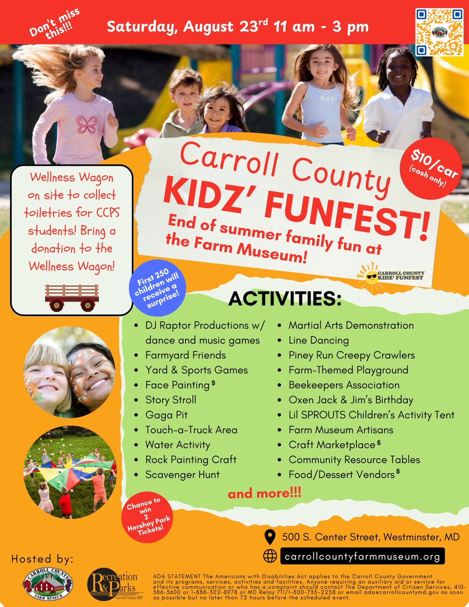 Tomorrow (8/23) at the Farm Museum! A ton of kids activities (many free). Admission is just $10 per car--cash only