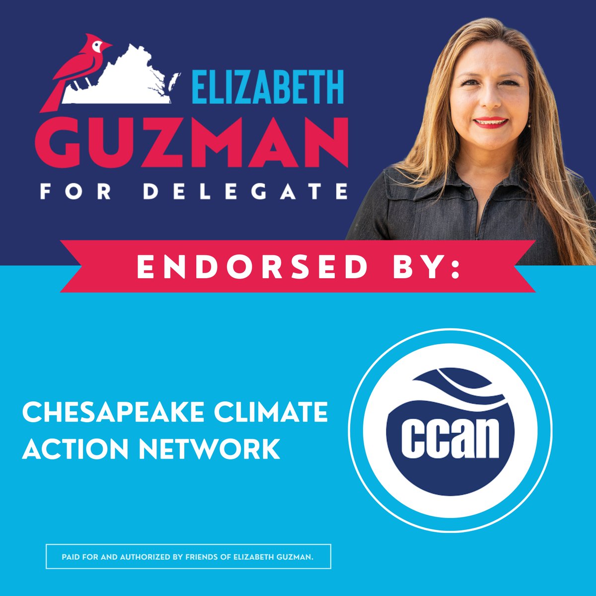 Elizabeth Guzman (@guzman4virginia) on Twitter photo Honored to be endorsed by <a href="/CCANActionFund/">CCAN Action Fund</a> as a climate champion! In Richmond, I’ll keep fighting to protect Virginia families from flooding, pollution and the climate crisis while holding corporate polluters accountable. 🌎 #VA22 #ClimateAction Honored to be endorsed by <a href="/CCANActionFund/">CCAN Action Fund</a> as a climate champion! In Richmond, I’ll keep fighting to protect Virginia families from flooding, pollution and the climate crisis while holding corporate polluters accountable. 🌎 #VA22 #ClimateAction