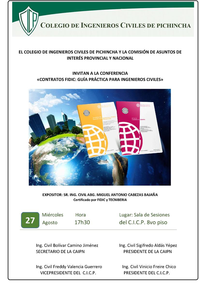 Invitación a la Conferencia: Contratos FIDIC - Guía Práctica para Ingenieros Civiles