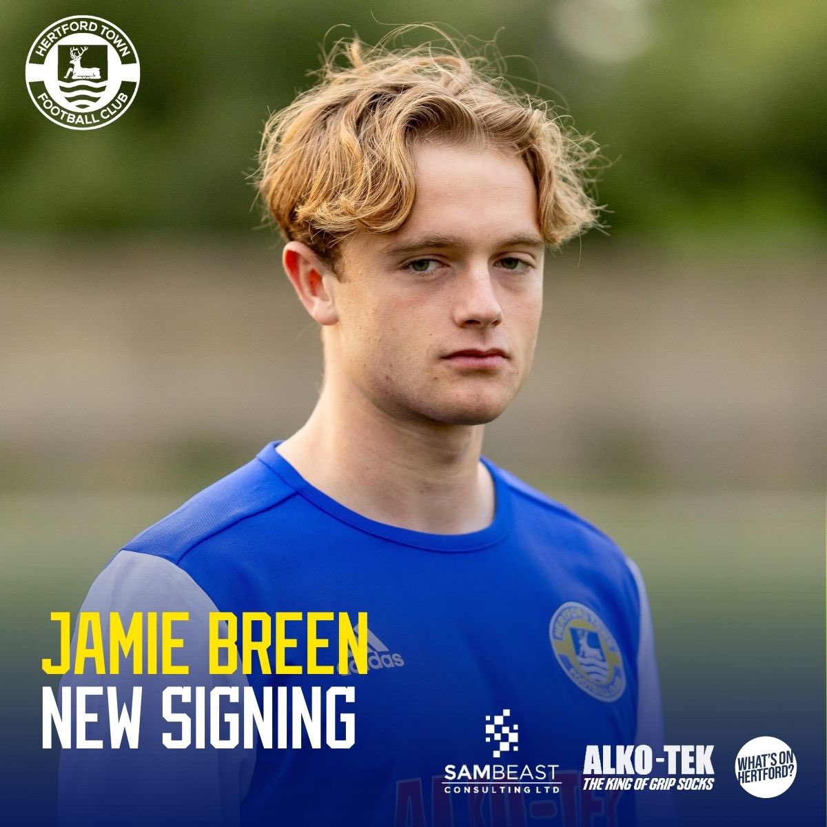 HertfordTownFC's tweet image. ✍️ We’re delighted to announce that left back Jamie Breen has been signed for the 2025/26 season

#blues #htfc | @whatsonhert