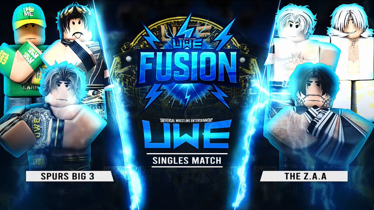 UWEONROBLOX's tweet photo. TONIGHT ON FUSION ⚡️
#SpursBig3 VS #ZAA | UWE Trios Championships
@EzraIvoryRW VS @JacobSinnerRW UWE World Heavyweight Championship!
TONIGHT AT 4:15PM EST ‼️
#UWE2025 https://t.co/23mDSt0LMJ