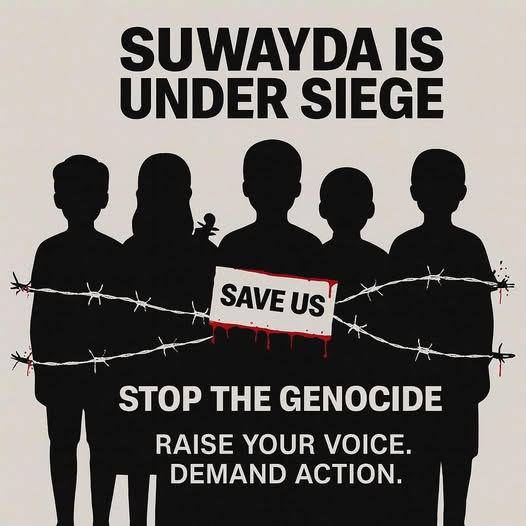 WHAT_H_APPENED's tweet photo. In Swaida, Syria, the #Druze community is under siege.
Families unsafe in their own homes
Sacred places threatened
(Source: Human Rights Watch)
#SaveSwaida #FreedomOfBelief #druze #ReligiousViolence
#السويداء #الدروز #العربية_عاجل #Sweida #Alsweida #UnitedNations https://t.co/QUmClzgJkl