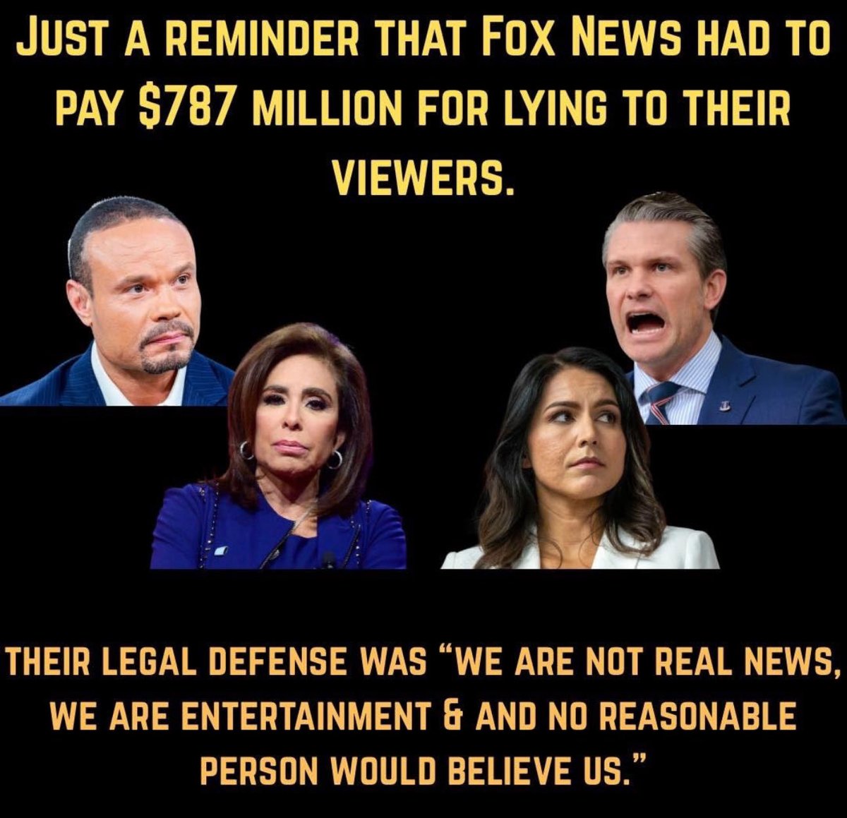 Sadly, Trump has 'surrounded' himself 
with dozens of 'former' Fox hosts! Also, 
the #TrumpCult still believes just about 'everything' that Fox says? Weird! 🤷‍♀️

Do you agree that no reasonable person would get their 'news' from Fox? 🙋‍♂️