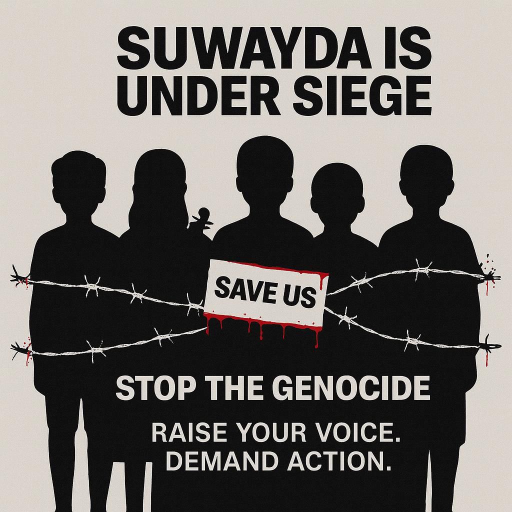 AburasAlex's tweet photo. In Swaida, Syria, the #Druze community is under siege.
Families unsafe in their own homes
Sacred places threatened
(Source: Human Rights Watch)
#SaveSwaida #FreedomOfBelief #Druze #ReligiousViolence
Mentions to include in thread:
@UN @UN_HRC @UNHumanRights @hrw @amnesty https://t.co/PJ4qleX1N8