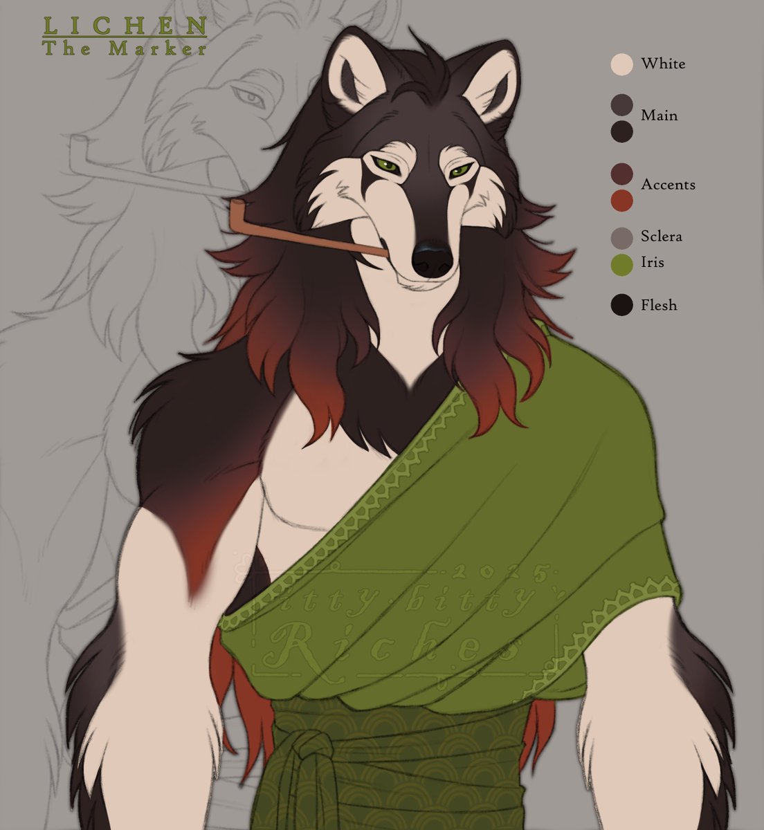 I'm finally finished making new character, Lichen~! 🎊

I actually began designing him late last year, then set him aside until recently. 

I figured out his physical appearance early on, and refined it slowly, making simplifications from the original vision for the sake of