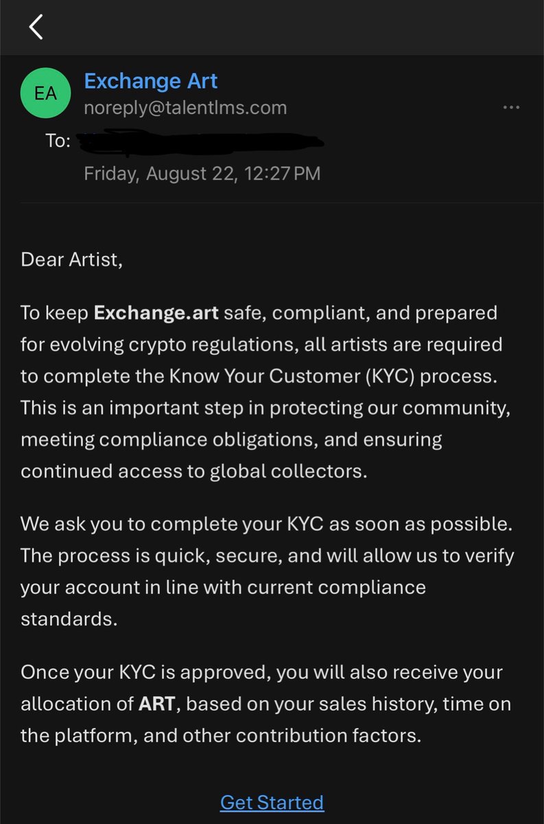 🚨 Community Alert 🚨

We have been made aware there is a malicious email going out, impersonating to be from ExchangeArt.

To be clear, we have NOT sent out an email to any artists on our platform. Do not click any links, stay safe and protected. 

Spread the word.