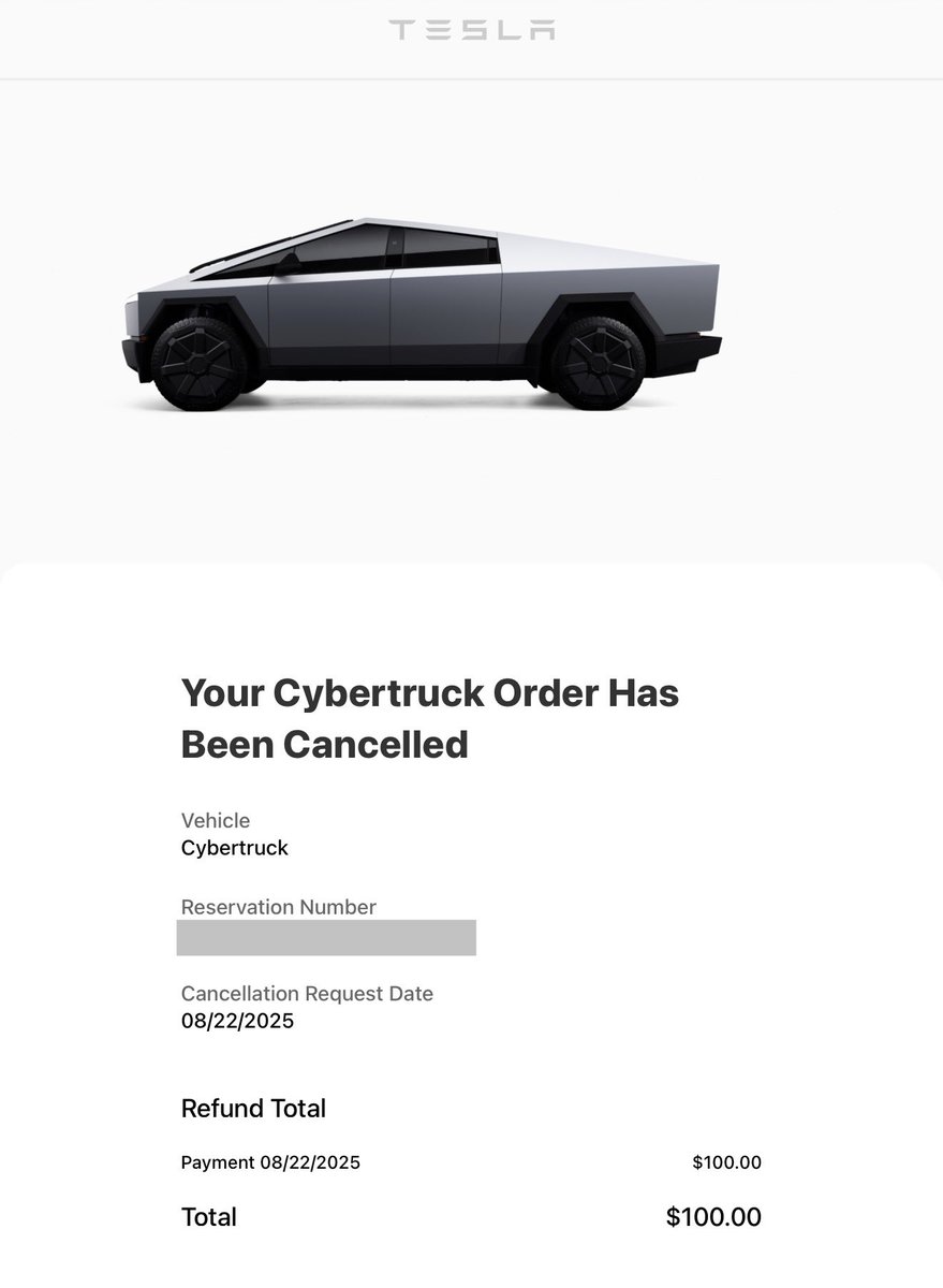 CacsTech's tweet image. Finally cancelled my @Tesla @cybertruck reservation since there’s no longer any incentive to having it.