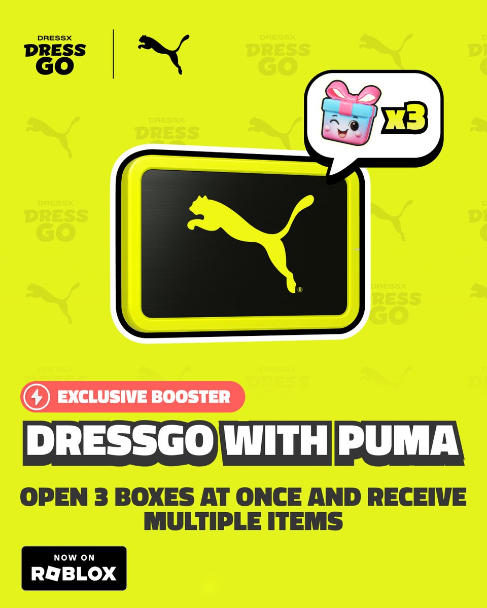 DRESSGO_game's tweet image. Boost your fashion game with the PUMA Booster 👜
✔️ 3x Gems
✔️ Higher PUMA drop rate
✔️ x10 chance at Chic, Iconic, and Couture
Get it now in the Shop — while it lasts!
👉 roblox.com/join/dn5ti
#roblox #robloxgames #PUMA