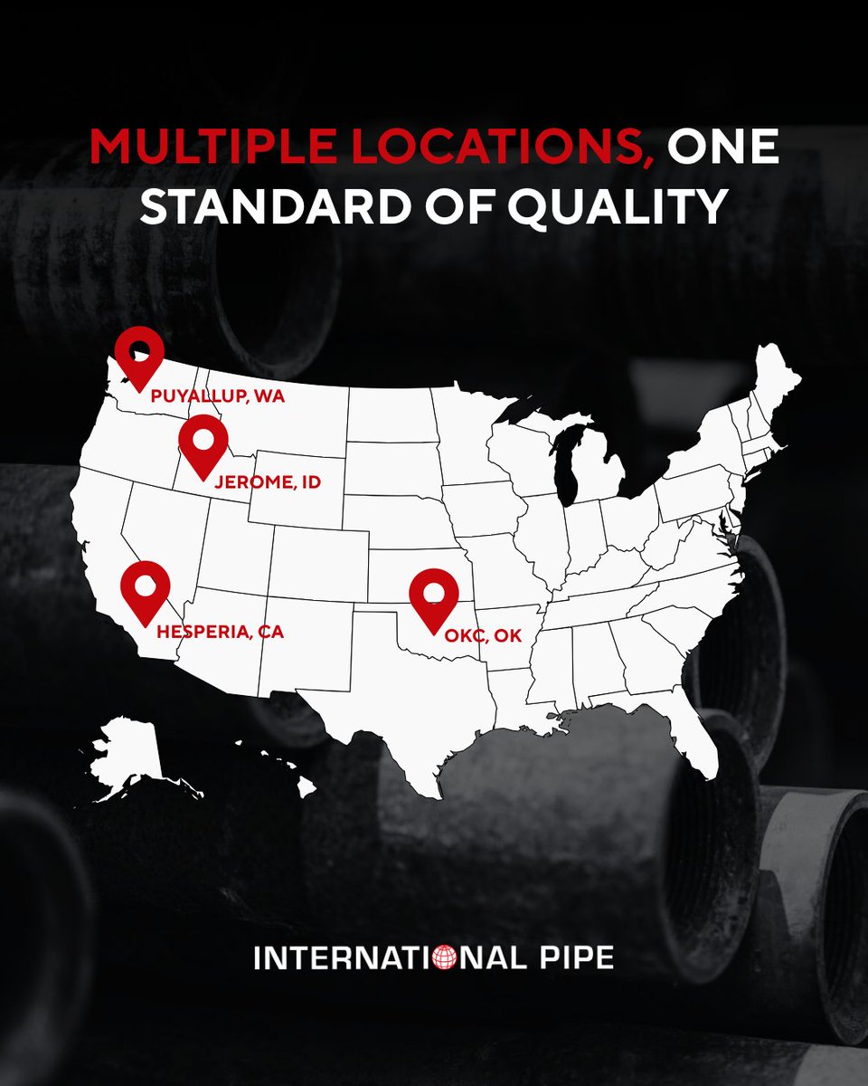 Every one of our yards carries the same reliable pipe, fast service, and approach to serving you best.

Find your nearest location today at internationalpipe.com.

#MultiYard #OklahomaSteel #WesternUS #SteelSupplier