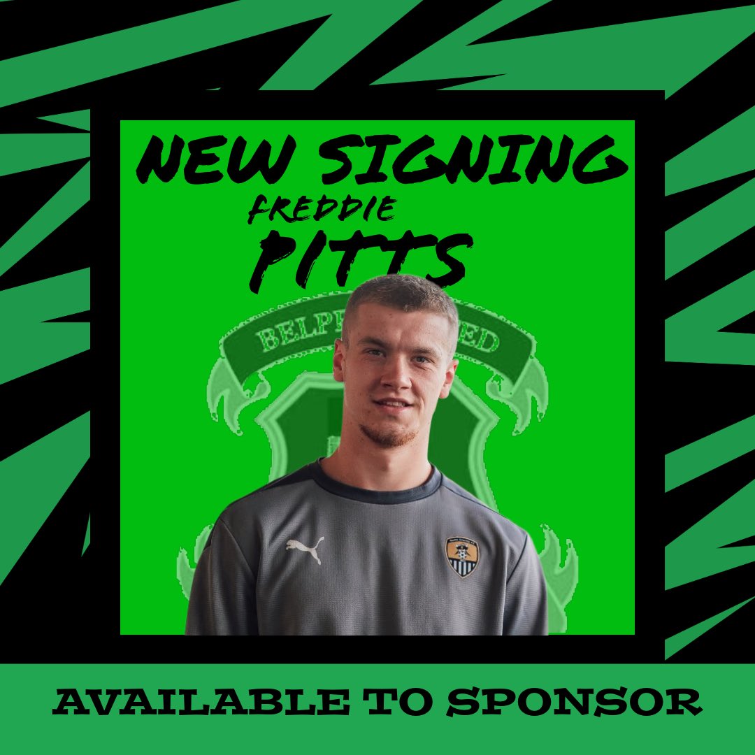 BelperUnited's tweet photo. PITTS IS A GREEN! 

Freddie Pitts signs! 

The defender joins us with vase academy experience listing Mansfield Town &amp; Notts County as previous clubs. 

Welcome Freddie 🟢⚫️ https://t.co/WKm4yfiOql