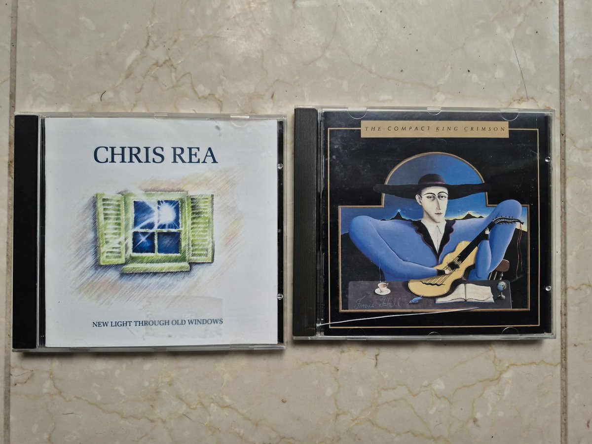 From the #chazza today.
Two compilations.
1. Chris Rea 
2. King Crimson
Good track listing on each. 
#charityshopCDs