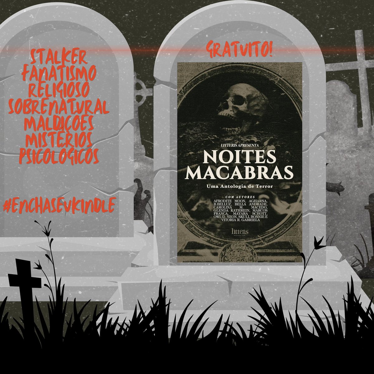 NOITES MACABRAS, de <a href="/projanthologica/">Projeto Anthologica</a> 

Reúne contos de autores nacionais que exploram o terror e o desconhecido, deixando a pergunta: o que é mais assustador, o mundo externo ou nossos segredos?

a.co/d/gvJgTx5
#EnchaSeuKindle