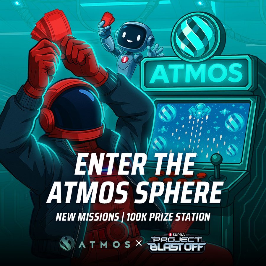 Atmos 奖励站正在为 PBO 学员提供 100,000 $SUPRA！

在 PBO 2.0 结束后，奖励站将在 <a href="/AtmosProtocol/">Atmos Protocol</a> 主网应用上开放。

在此之前，只需在 PBO 中完成 Atmos 任务即可收集抽奖券。每两张抽奖券就有机会在奖励站赢取 最多 5,000 $SUPRA！

立即开始 👉 supra.com/blastoff/missi…
