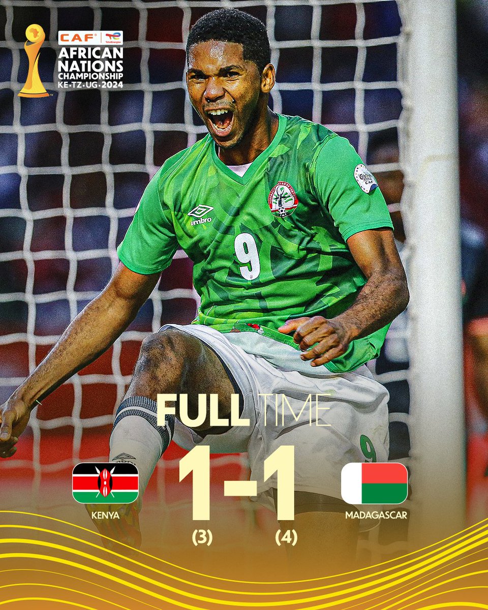 FULL TIME!

Madagascar edge it on penalties! 🇲🇬

Purchase your #TotalEnergiesCHAN2024 tickets here 👉 shorturl.at/h8NMe
