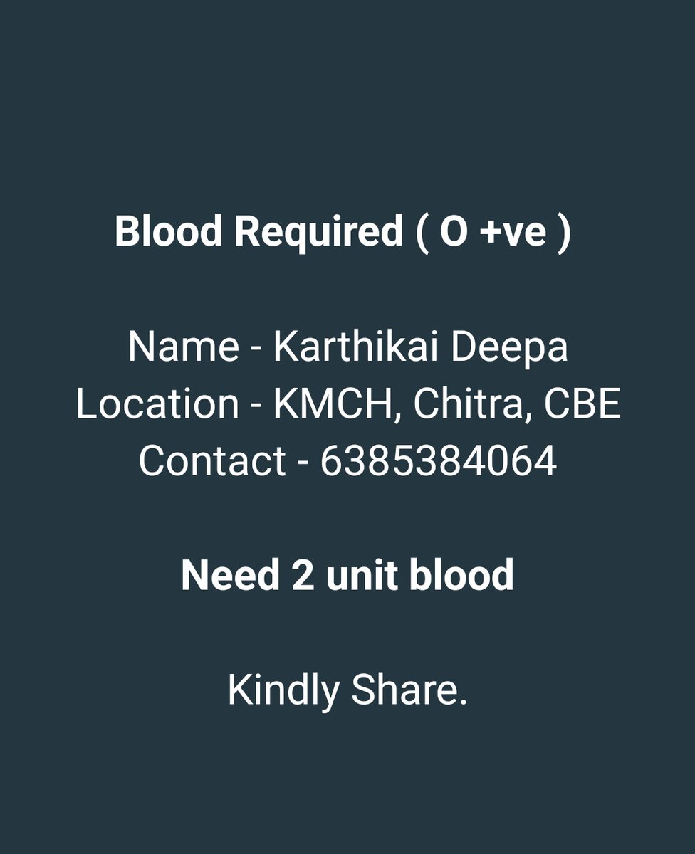 TheriGunaa's tweet image. Blood Needed..

Kindly share..

#Blood #BloodRequired
#Coimbatore