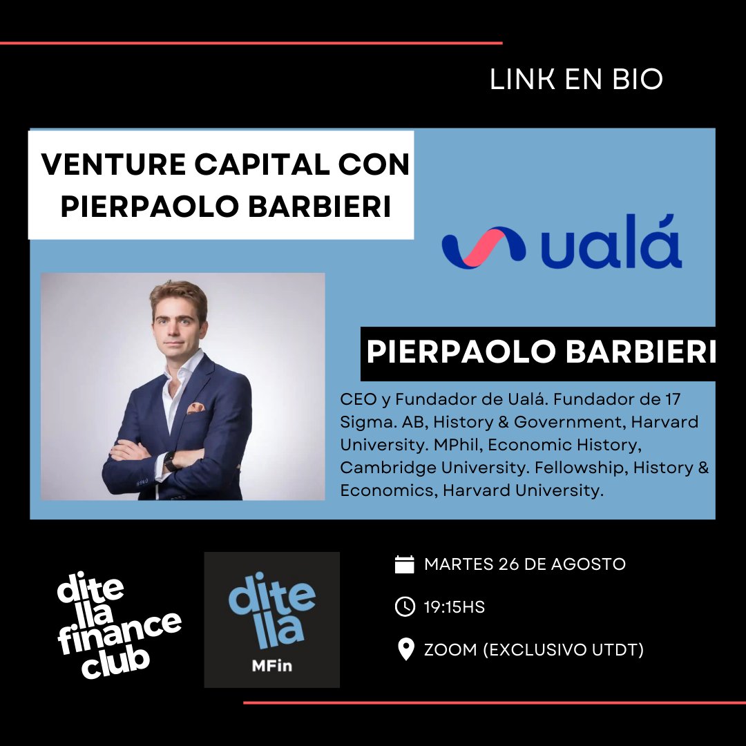 Los invitamos a este evento que organizamos en conjunto con la Maestría en Finanzas de <a href="/utditella/">Universidad Torcuato Di Tella</a> . Será exclusivamente para alumnos de UTDT via Zoom mediante el siguiente formulario:

Inscripción: forms.gle/HPNdUeVYdxt8BA…

Agradecemos a la profesora <a href="/biancasassoon/">Bianca Sassoon</a> y a <a href="/pbarbieri/">Pierpaolo Barbieri</a>