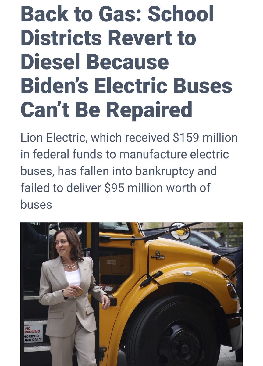 MUST READ: “The Biden administration awarded Canadian electric bus maker Lion Electric $159 million to manufacture 435 school buses between 2022 and 2024, making it the third-largest recipient of such funding. The company has since fallen into bankruptcy, failed to deliver