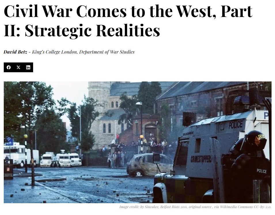 « La guerre civile qui menace l'Occident est la conclusion logique de principes bien connus et reconnus en sciences sociales. La fracture probable des sociétés multiculturelles selon des lignes identitaires est une hypothèse évidente. La configuration de la géographie