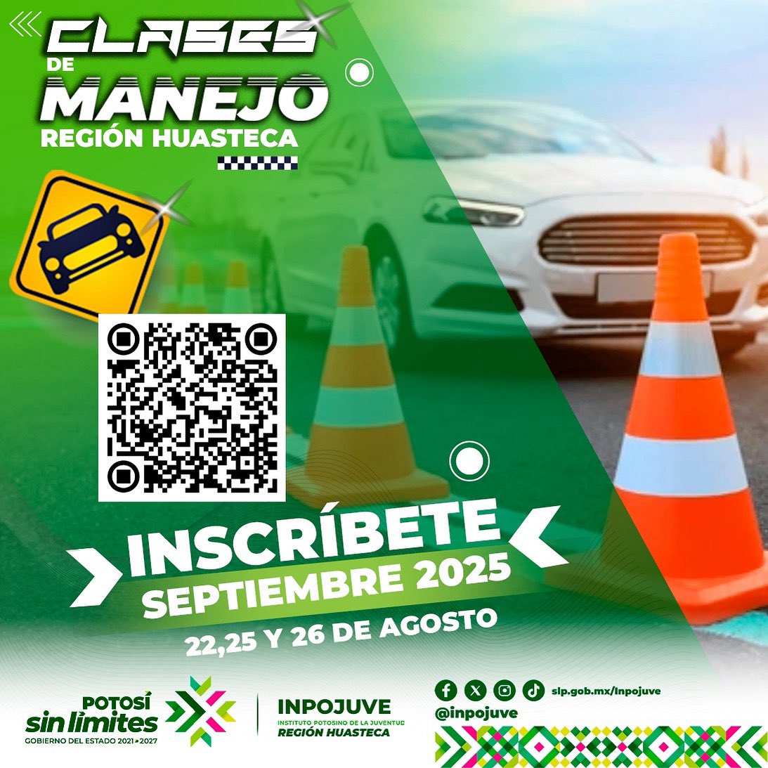 🚗💨 ¡Atención Huasteca!
Vuelven los cursos de manejo gracias a Ricardo Gallardo Cardona y al Inpojuve 
Inscripciones: 22, 25 y 26 ago en Inpojuve Huasteca
🗓️ Inician 1 y 2 sep
📑 Requisitos:
👉 16-17: CURP + INE tutor
👉 18-29: CURP + INE
📲 481 123 93 80 / 481 153 62 35
<a href="/RGC_Mx/">Ricardo Gallardo Cardona 🇲🇽</a>
