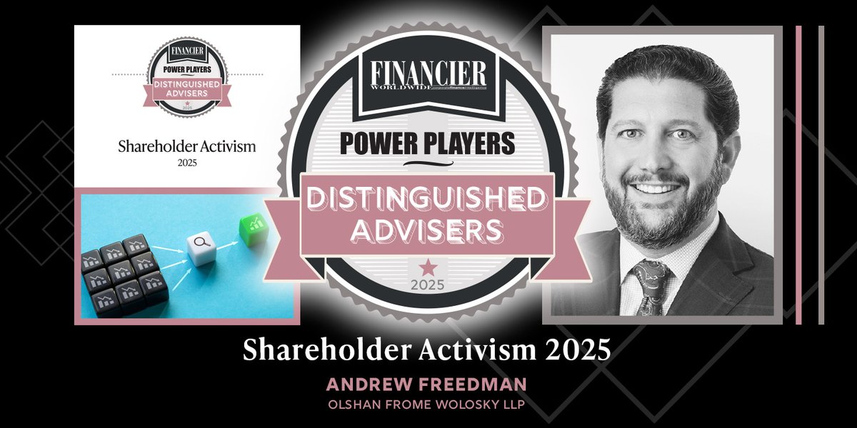 Andrew Freedman at <a href="/OlshanLaw/">OlshanLaw</a> features as a Distinguished Adviser in our Power Players report on Shareholder Activism, reflecting on his career and the market. Find our report here: tinyurl.com/2c7ncar6 

#ShareholderActivism #CorporateGovernance