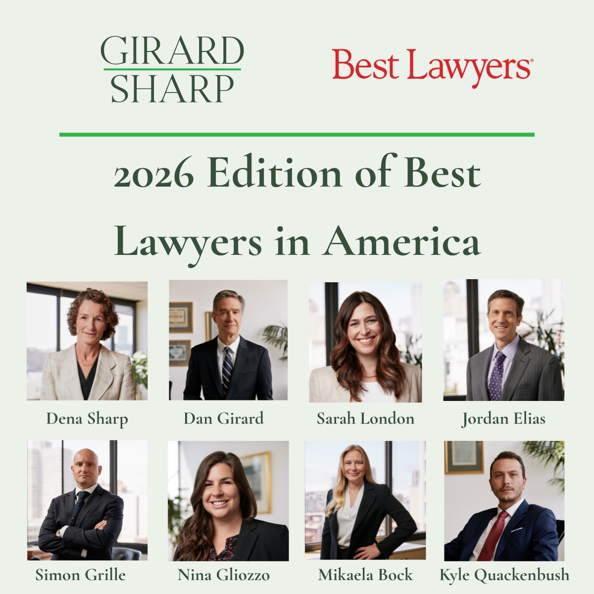 Girard Sharp LLP (@girardsharp) on Twitter photo Girard Sharp is honored to have eight attorneys featured in the 2026 Edition of <a href="/BestLawyers/">Best Lawyers</a>!
Read more: girardsharp.com/eight-girard-s…
#BestLawyers #OnestoWatch #BestLawyersinAmerica Girard Sharp is honored to have eight attorneys featured in the 2026 Edition of <a href="/BestLawyers/">Best Lawyers</a>!
Read more: girardsharp.com/eight-girard-s…
#BestLawyers #OnestoWatch #BestLawyersinAmerica