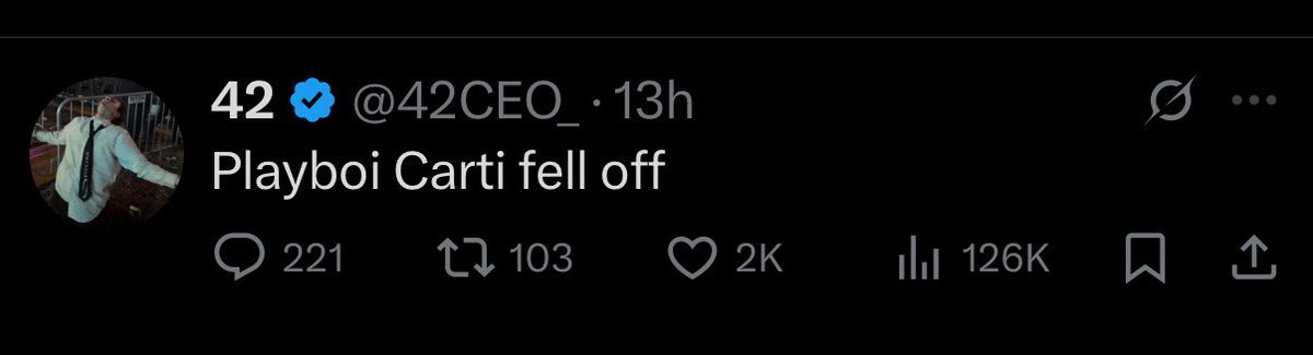 Plaqueboymax had me tweet it for subs, I love Playboi Carti and he is at his peak, he will never fall off