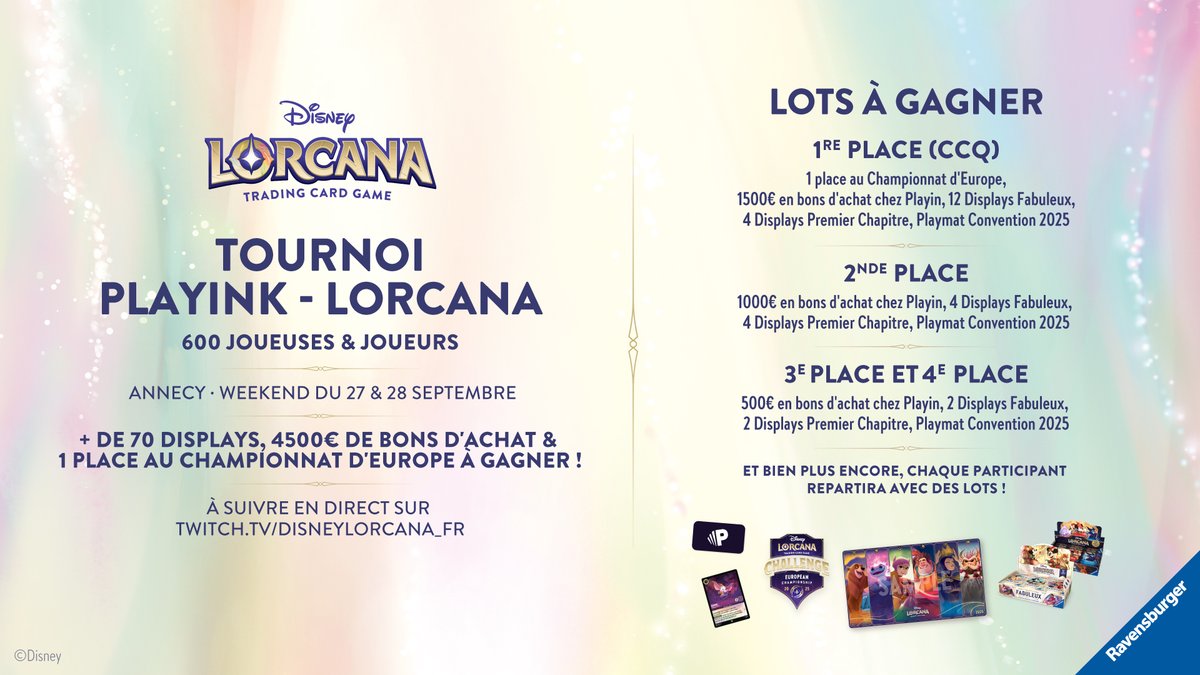 📣ANNONCE : Le premier CCQ en France se déroulera à Annecy lors du tournoi PlayInk organisé par <a href="/Playin_by_MB/">Playin</a> ! 🎉

Pour participer, inscrivez-vous ici : play-in.com/evenement/1129…

Préparez votre meilleur deck et tentez de remporter votre place au Championnat d'Europe et plein