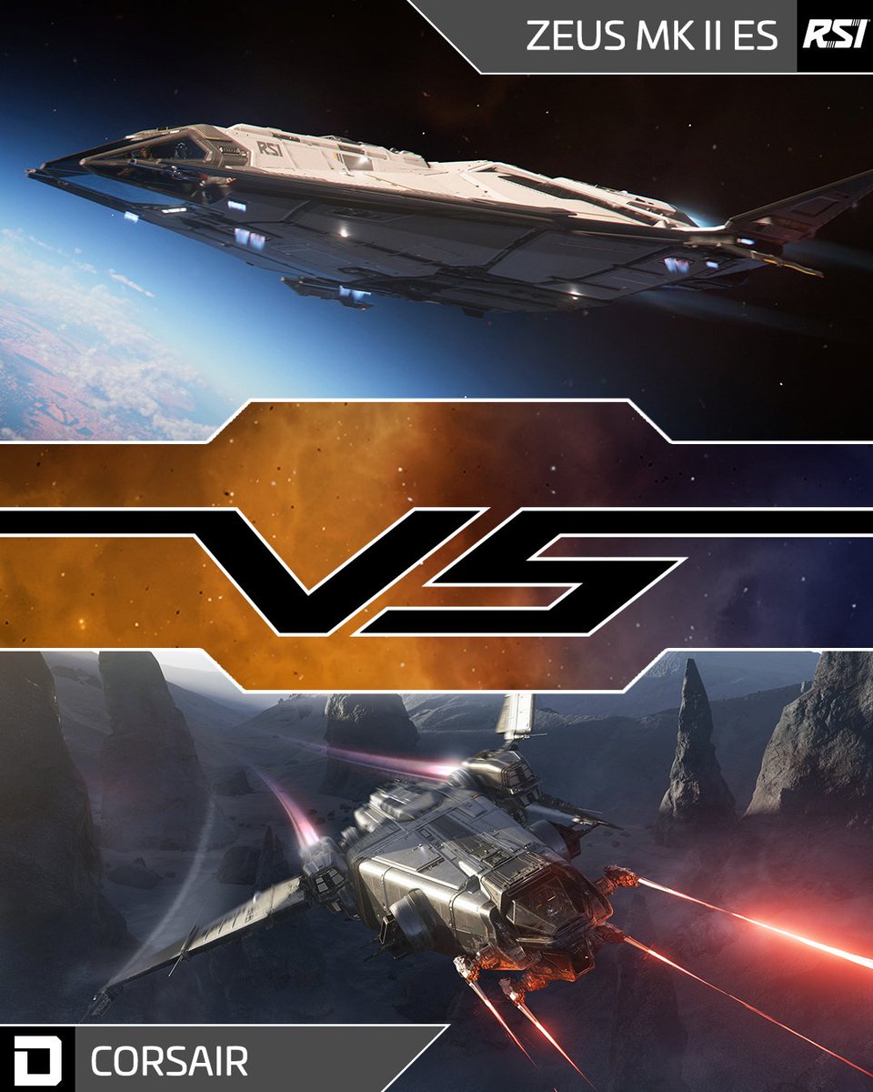 RobertsSpaceInd's tweet image. The Drake Corsair took on the championship title in 2023… but can it fend off the Zeus Mk II ES in its #ShipShowdown debut?

Cast your vote! play.sc/shipshowdown