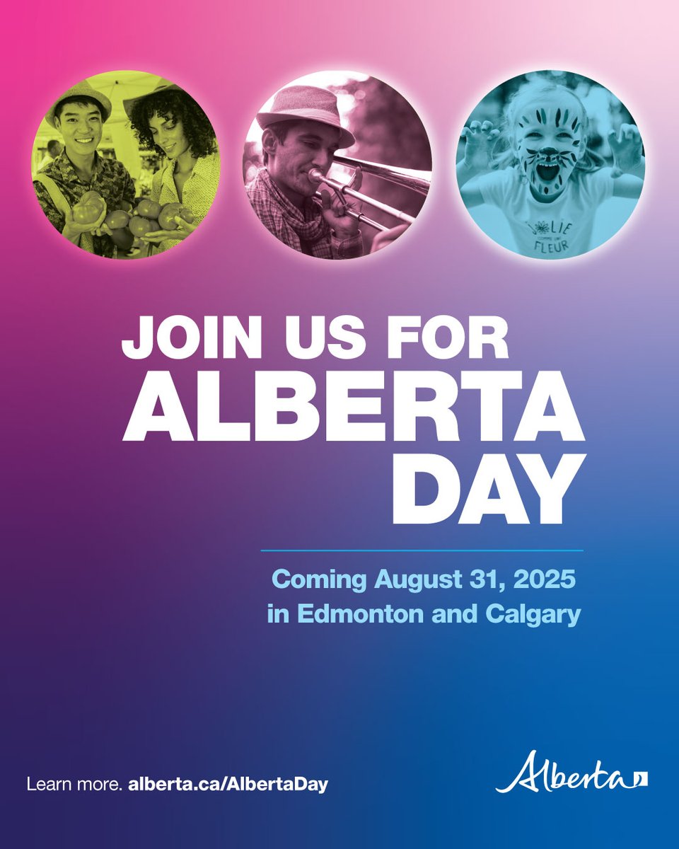YourAlberta's tweet image. Celebrate with us on Sunday, August 31! 🎉

Join us as we come together to honour Alberta's unique spirit, culture &amp;amp; heritage with exciting events across the province. Enjoy live performances, local food, artisan vendors &amp;amp; more.

Plan your celebration at: alberta.ca/AlbertaDay