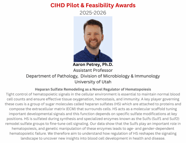 UofUtah.CIHD (@uofutahcihd) on Twitter photo Congratulations to Dr. Kevin Hicks and Dr. Aaron Petrey, CIHD P&F Pilot Award Recipients! Congratulations to Dr. Kevin Hicks and Dr. Aaron Petrey, CIHD P&F Pilot Award Recipients!