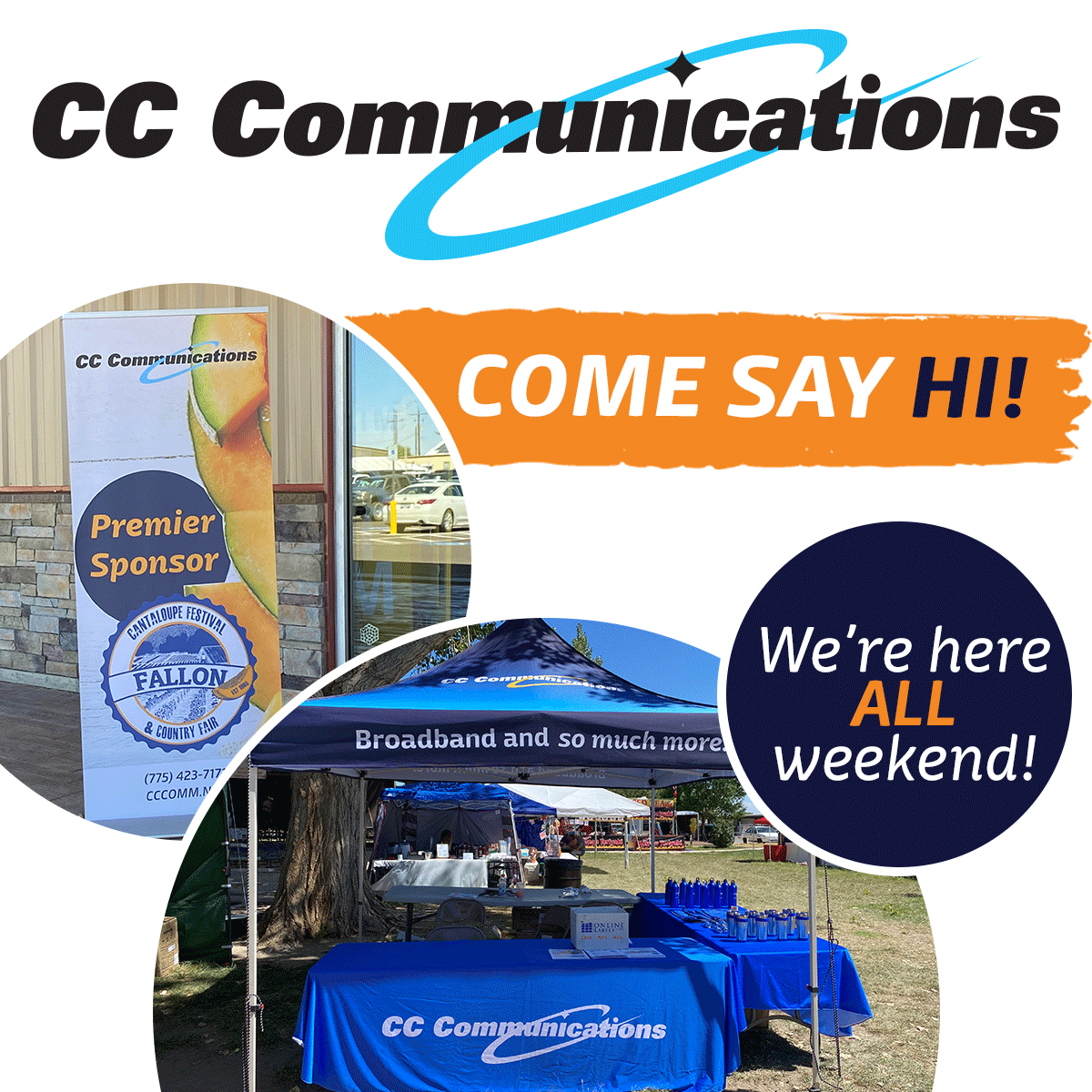 CCComm_Nevada's tweet image. Come say Hi! The Fallon Cantaloupe Festival &amp;amp; Country Fair starts today at 1:00 pm and we will be here all weekend!
#FallonCantaloupeFestival #CountryFair #CCCommunications #PresentingSponsor #CantaloupeFest