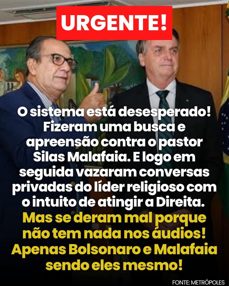 Tati Brasil 🇧🇷 (@tatianapatriabr) on Twitter photo Vendo tudo que acontece e vazou da <a href="/policiafederal/">Polícia Federal</a> , uma coisa é certa, <a href="/jairbolsonaro/">Jair M. Bolsonaro</a> ñ se dobrou à ninguém, nem filho,nem Malafaia e muito menos a corrupção, obrigado ao Sistema, a nos mostrar o quão Bolsonaro é honesto, um homem massacrado por 5 anos, é mito mesmo."
By Cânedo Vendo tudo que acontece e vazou da <a href="/policiafederal/">Polícia Federal</a> , uma coisa é certa, <a href="/jairbolsonaro/">Jair M. Bolsonaro</a> ñ se dobrou à ninguém, nem filho,nem Malafaia e muito menos a corrupção, obrigado ao Sistema, a nos mostrar o quão Bolsonaro é honesto, um homem massacrado por 5 anos, é mito mesmo."
By Cânedo
