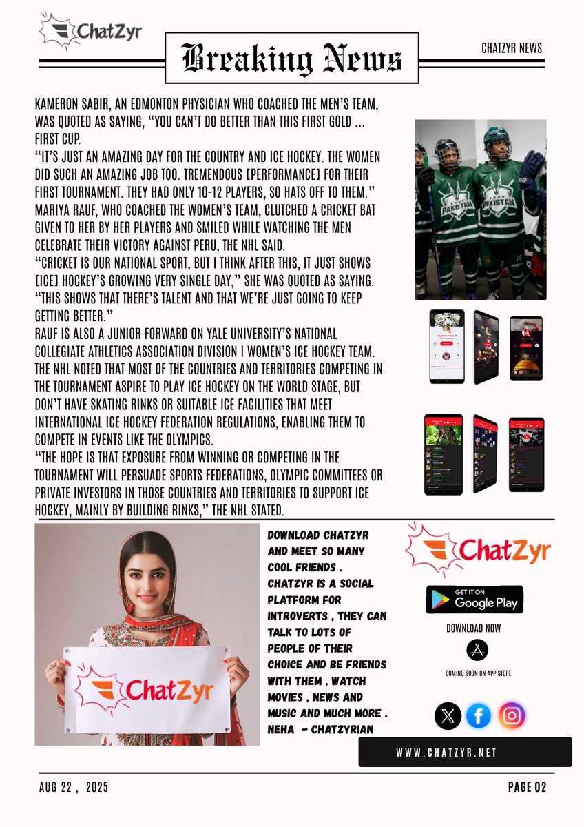 ChatzyrNews's tweet photo. #Pakistan dominates at #AmerigolLatam #icehockey tournament in #US  #BREAKING #CHATZYR https://t.co/En9dDq3zzr