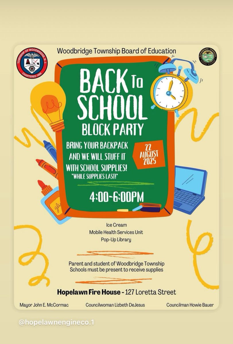 Hopelawn FD, back to school. 📚