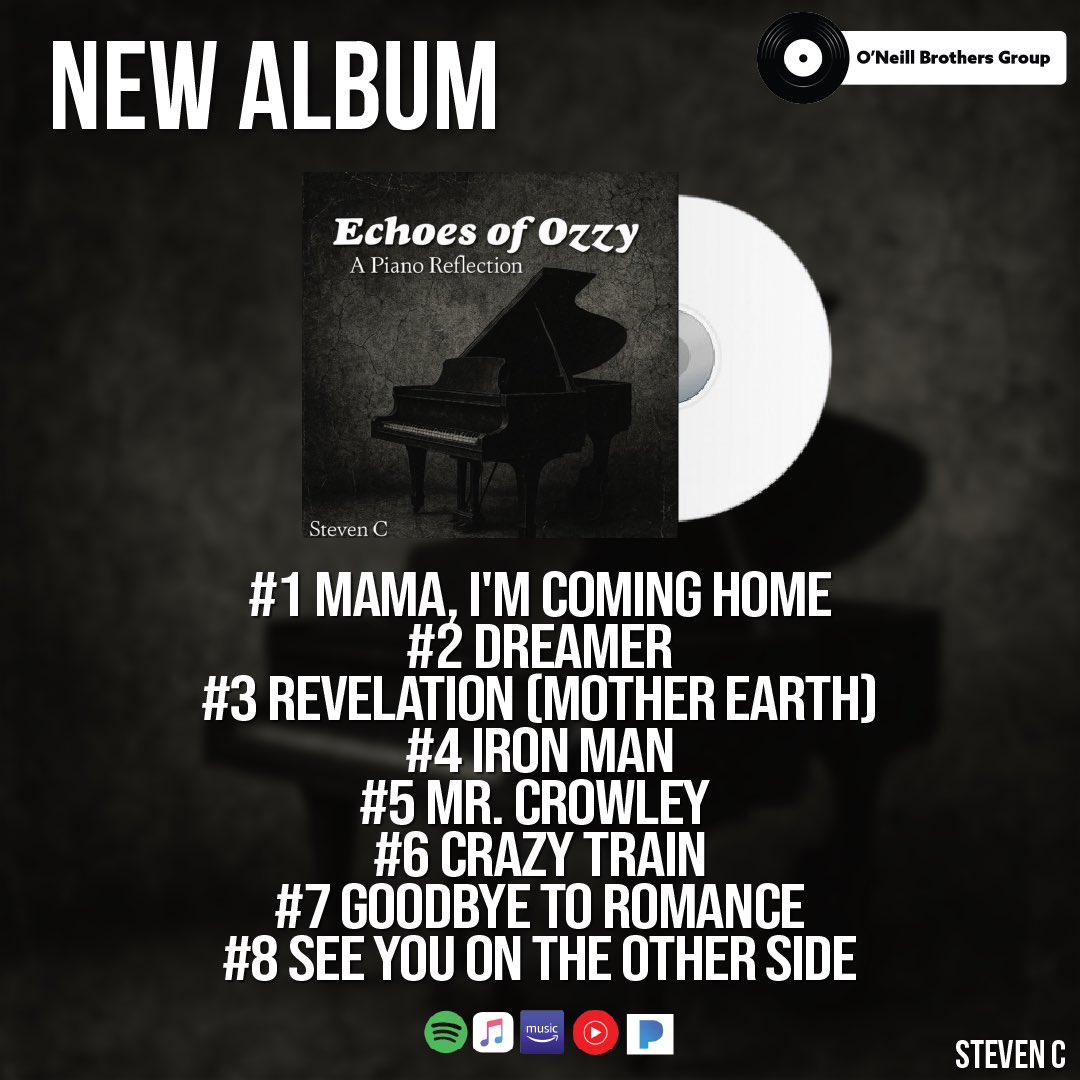 🎹 Echoes of Ozzy: A Piano Reflection is finally here — my heartfelt tribute to the Prince of Darkness, reimagined through the keys. 🖤⚡

👉 linktr.ee/stevencmusic 

#OzzyOsbourneTribute #PianoReflection #NewAlbum #CrazyTrain #PrinceOfDarkness