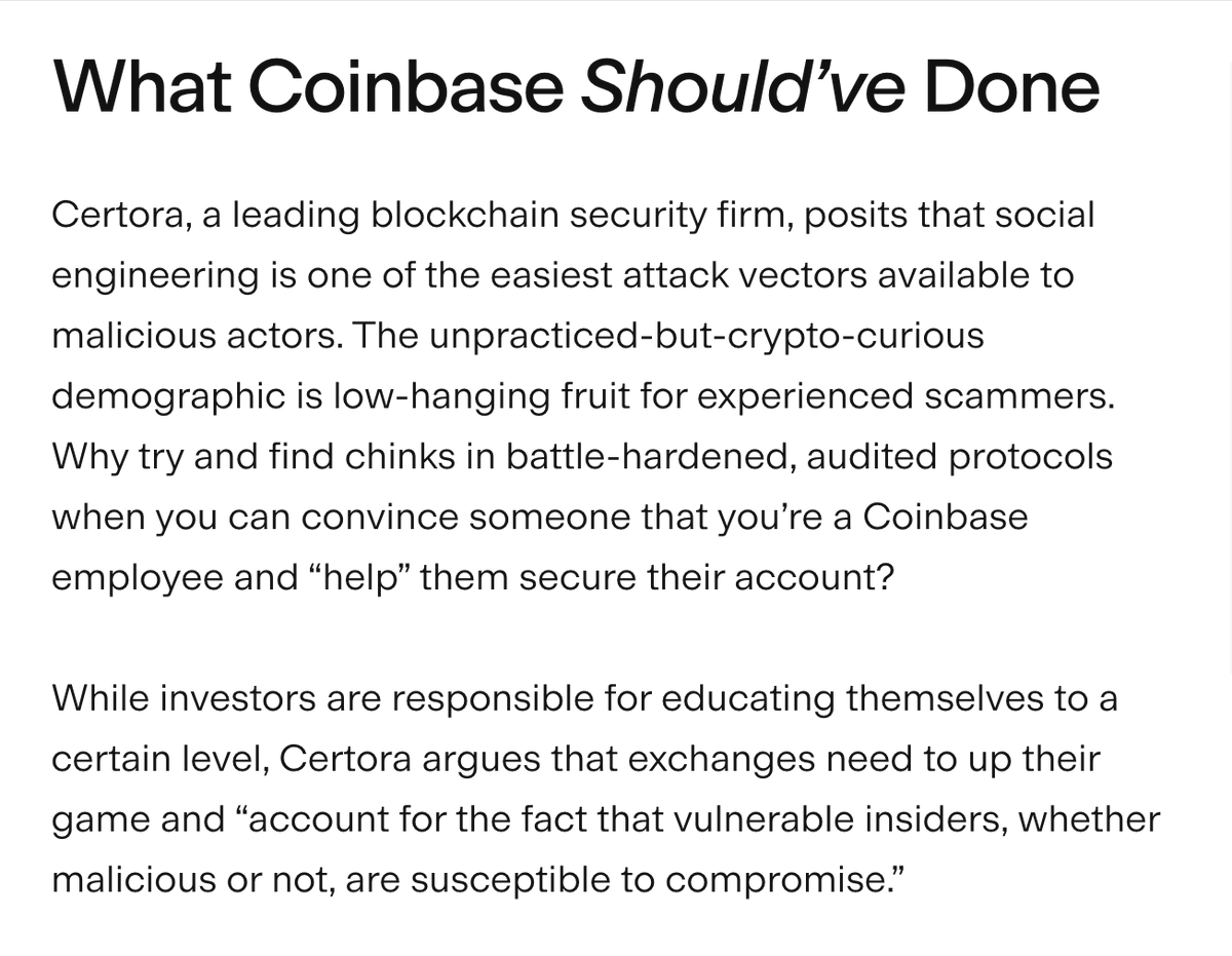 데이터 유출을 막기 위해 Coinbase가 했어야 할 일에 대한 Certora의 조언 발췌
