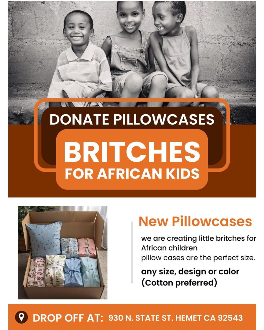 We are collecting new pillowcases to transform them into little britches for children in need across Africa!

 They’re the perfect size for creating comfortable, durable clothing, and your donation can help bring comfort, dignity, and joy to a child’s li… instagr.am/p/DNqjmeqtxAX/