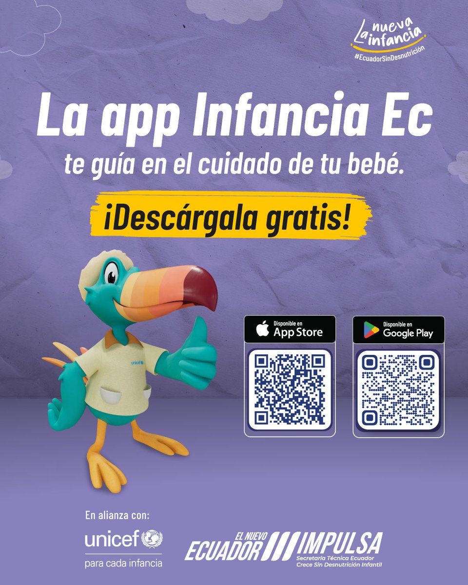 ☝️ La app #InfanciaEc 📲 te guía durante el embarazo hasta cuando tu bebé cumpla 2 años. ¡Prevenir la #DesnutriciónCrónicaInfantil está en tus manos! 😉
Descárgala en:
App Store ➡️bit.ly/49Z7ax6
Play Store ➡️bit.ly/3z6SRbI

#LaNuevaInfancia