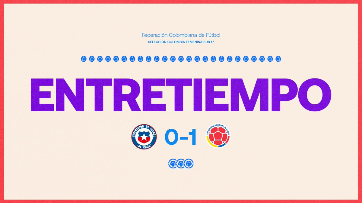 FCFSeleccionCol's tweet photo. Finaliza el primer tiempo del partido de nuestra Selección Colombia Femenina Sub 17 🆚 🇨🇱

🇨🇴 1-0 🇨🇱  

#LaSeleNosUne🇨🇴 https://t.co/FkXB65REfd