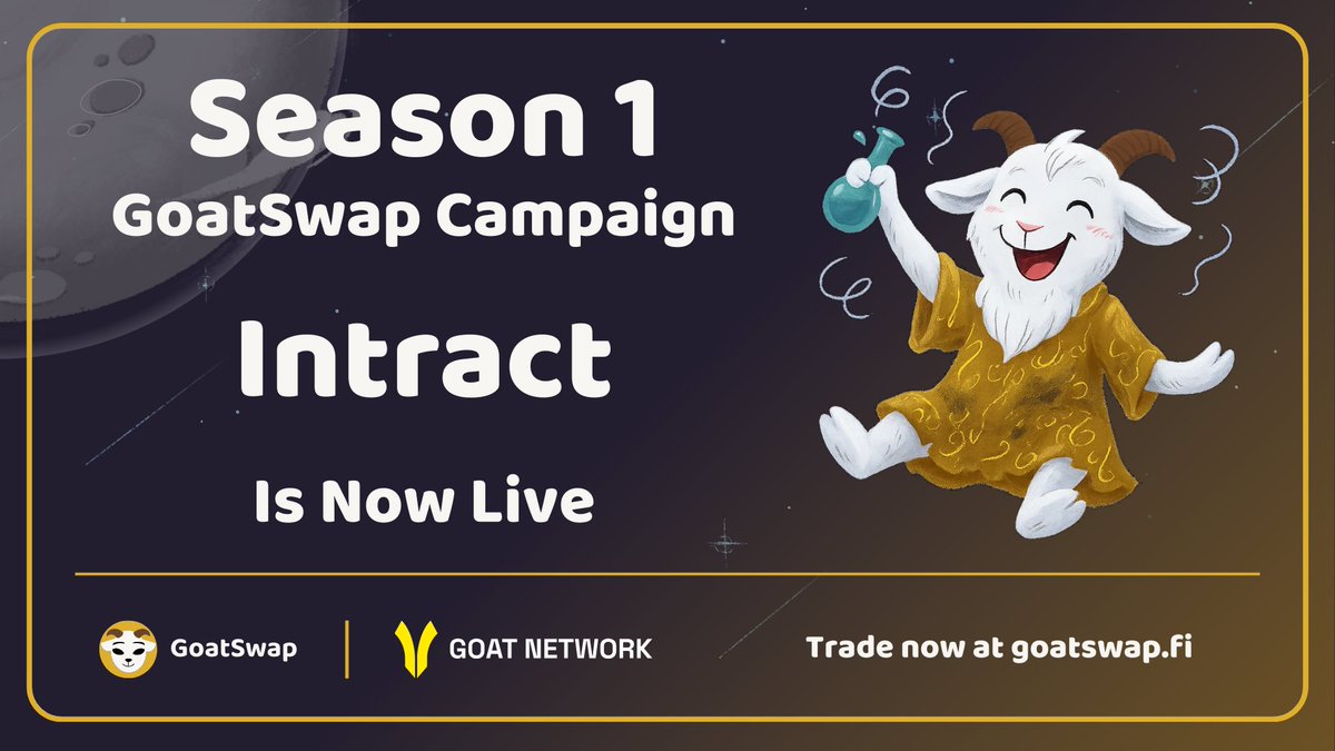 GoatSwap (@goatswap_fi) on Twitter photo GoatSwap's <a href="/IntractQuests/">Intract Quests</a> campaign is live!!!
Take part in season 1 and earn BAA points for doing social tasks.🐐
Find the Campaign here⬇️
🔗quest.intract.io/quest/689fbc5f…
<a href="/GOATRollup/">GOAT Network 🟡</a> $BAA #LFGOAT GoatSwap's <a href="/IntractQuests/">Intract Quests</a> campaign is live!!!
Take part in season 1 and earn BAA points for doing social tasks.🐐
Find the Campaign here⬇️
🔗quest.intract.io/quest/689fbc5f…
<a href="/GOATRollup/">GOAT Network 🟡</a> $BAA #LFGOAT
