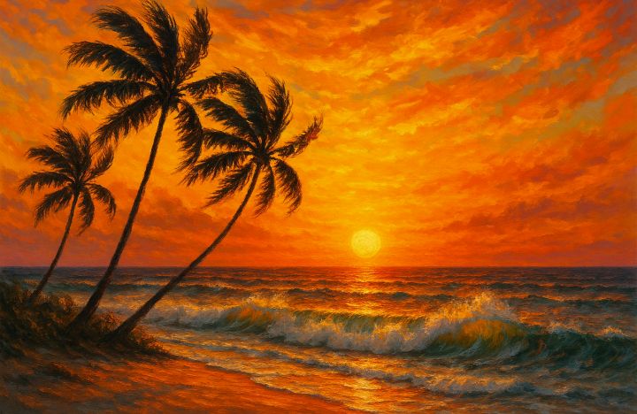 Shadeymack1's tweet photo. Art of the Day! "Sunset in paradise". Buy at: https://t.co/hcj3GlvFgj https://t.co/oy27QPCSeN