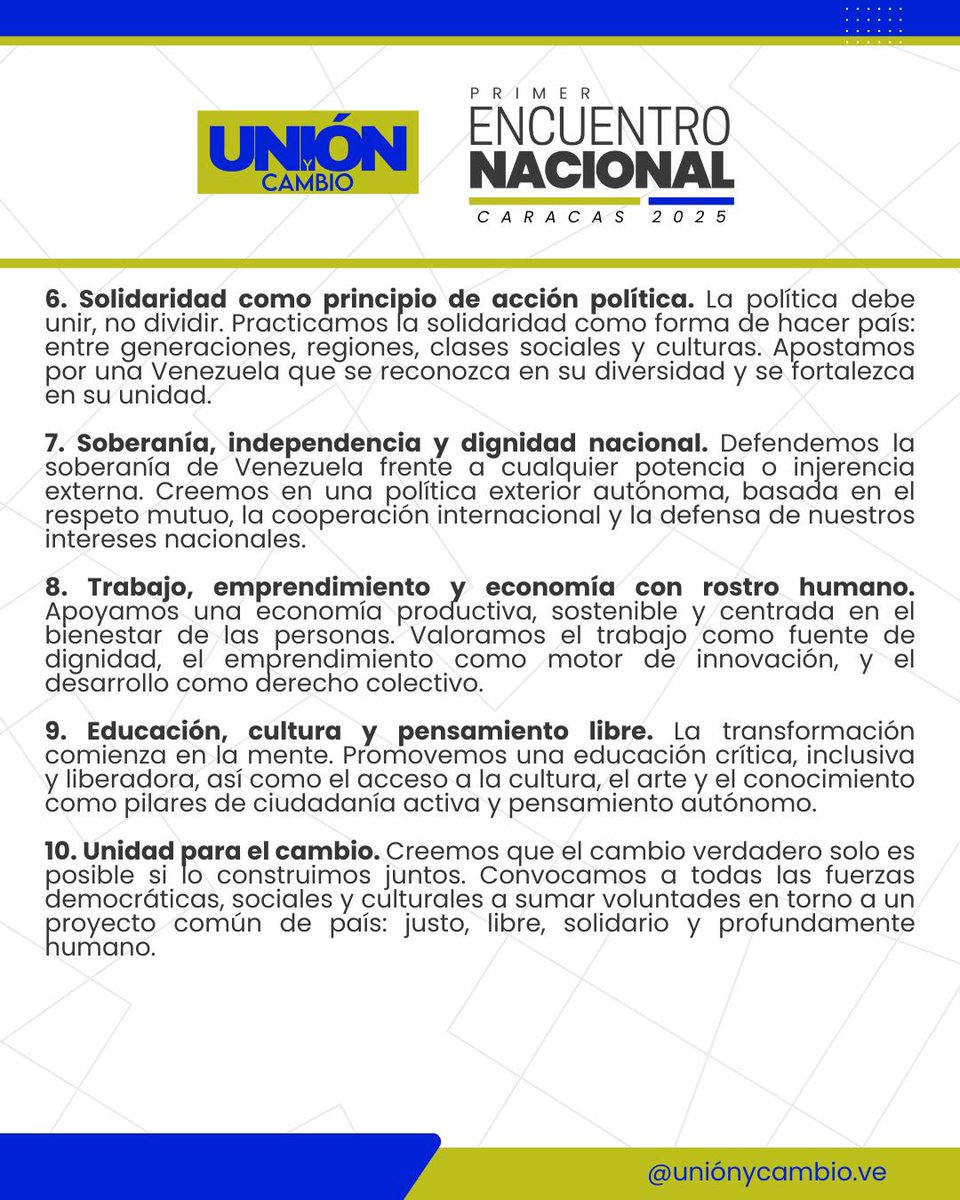 unionycambio_ve's tweet photo. En un momento decisivo de nuestra historia, hombres y mujeres de distintas trayectorias políticas, sociales y profesionales nos hemos reunido en este 1er Encuentro Nacional de Unión y Cambio para dar inicio al plan que acompañe a todos los venezolanos que luchan por sus derechos. https://t.co/5DAh5JqOYC